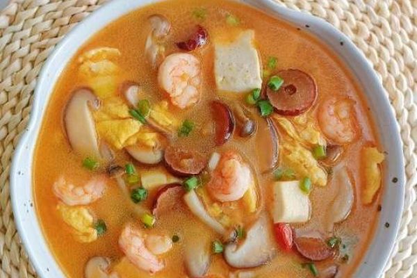 Canh đậu hũ nấu nấm tôm